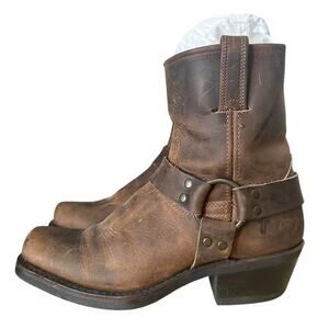 Frye Vintage Brown Leather Short Ankle Harness Boot 8.5
